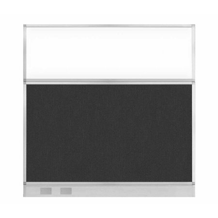 VERSARE Hush Panel Configurable Cubicle Partition 6' x 6' Black Fabric Clear Window w/ Cable Channel 1856331-2